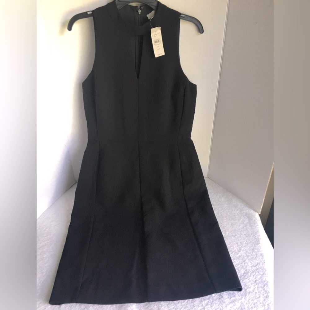 LOFT Black Dress fit flare sleeveless - Size OP - New with Tag